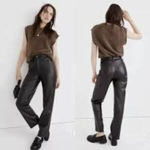 Madewell The Perfect Vintage Straight Jean: Faux Black Leather Edition Size 31